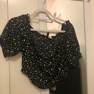 H&M Puff-Sleeve Floral Smock Blouse